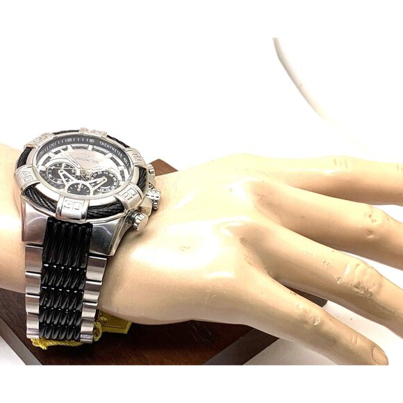 Invicta Men's Watch 29569 Bolt Quartz Chronograph Silver Black Stainless Steel - Picture 5 of 15